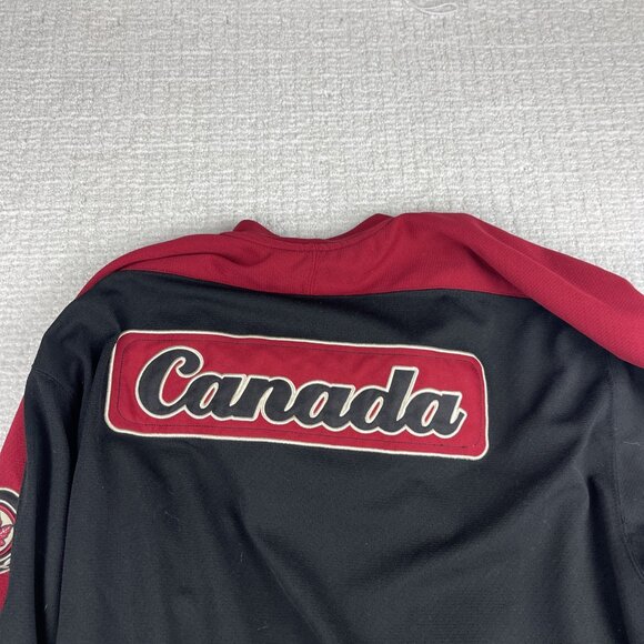Retro Est. 67 Canada Hockey Jersey Stitched Teepee Sports Size L Black & Red - Picture 16 of 16